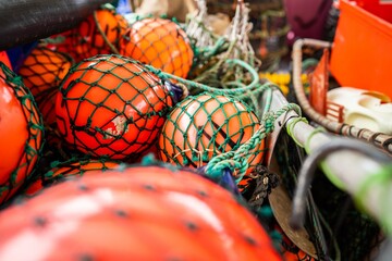 fishing buoy on the back of a fishing boat lobster boat and crayfish