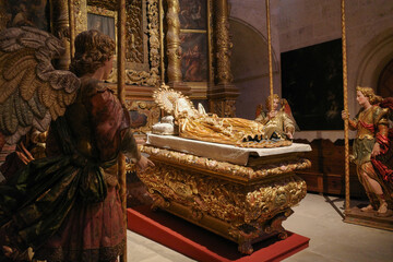 Palma de Mallorca, Spain - 10 Nov 2022: Religious statues on display in the Palma Seo Cathedral Basilica