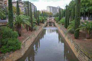 Fototapeta na wymiar Palma, Mallorca, Spain - 10 Nov 2022: Views along the Torente de la Rierra river