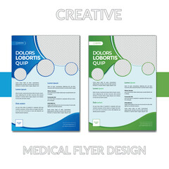 Eye-catching modern creative clean blue-green gradient colorful organic shapes A4 size medical flyer template