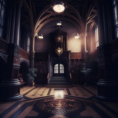 Obraz premium Hallway of magical school digital art