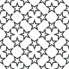 Abstract Geometric Stars Complex Psychedelic Shapes Monochrome Islamic Vector Seamless Pattern Trendy Fashion Colors Minimalist Concept