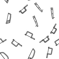 saw hand wood construction vector seamless pattern thin line illustration