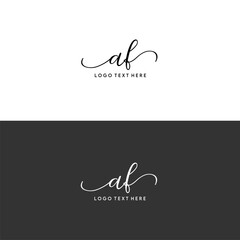 AF initials letters with swirls, AF cursive letters in monogram style, AF script letters, AF logo