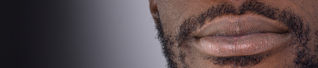 close-up of afro American man lips