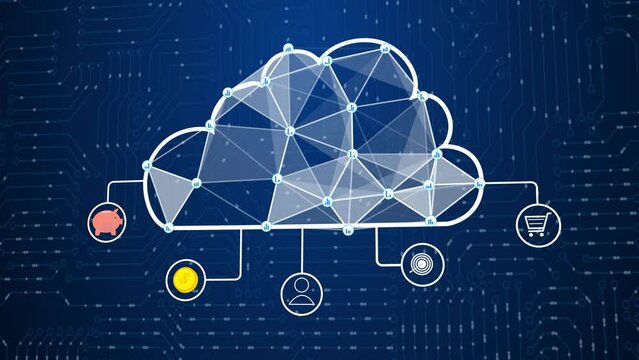 Cybersecurity digital data of futuristic and technology of the internet and big data of cloud computing using artificial.Digital cloud with business icons.