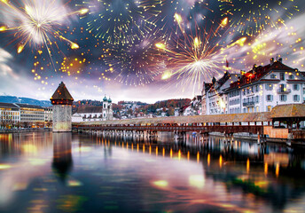 fireworks in Lucerne on new year eve