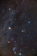 Milky Way stars and constellations on evening sky.