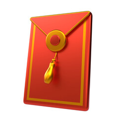 Chinese new year icon red pocket angpao 3D render