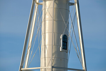 Metal frame structure of high industrial tower enforced with steel bars