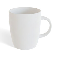 Matte white tea or coffee cup or mug with shadow on white background