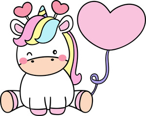 Obraz na płótnie Canvas Cute unicorns valentine