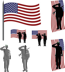 USA Flag and military salute design and new concept