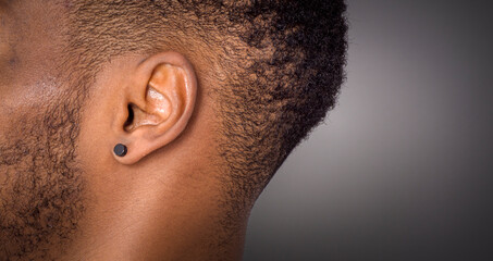 close-up of afro American  ear detail