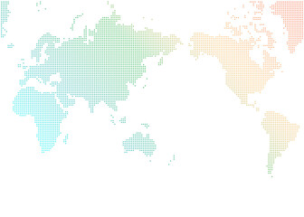 Fototapeta na wymiar おしゃれなドット 虹色グラデーションの世界地図