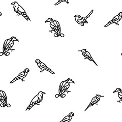 bird exotic animal nature wild vector seamless pattern thin line illustration