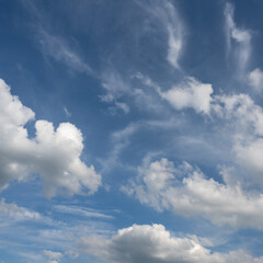 Fototapeta premium Square image of a cloudy summer sky