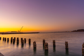 Fototapeta na wymiar Sunset period on San Francisco bay