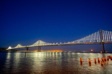 San Francisco – Oakland Bay Bridge in twilight period