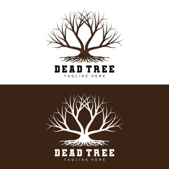 Tree Logo Design, Dead Tree Illustration, Wild Tree Cutting, Global Warming Vector, Earth Drought, Product Brand Icons