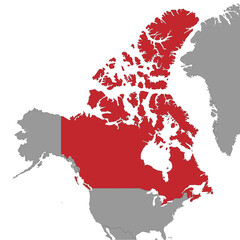 Canada on world map.Vector illustration.