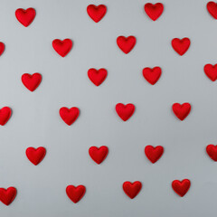 pattern red hearts on a blue background