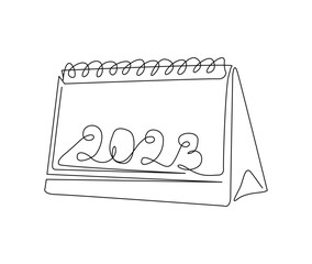 Continuous one line drawing of 2023. 2023 handwritten lettering new year text vector.