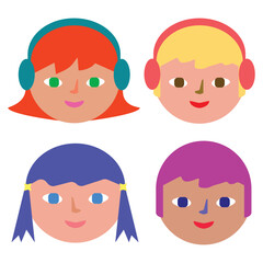 Faces user icon set flat design illustration 