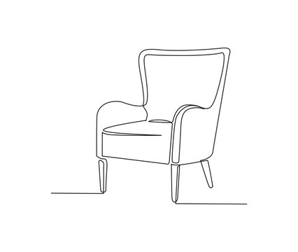 recommend clip art: Continuous one line drawing of spacious modern armchair furniture. Stylish furniture Hand drawn vector illustration.