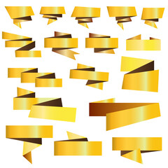 Set of golden paper labels