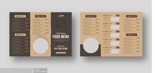 Fotobehang Food menu trifold brochure template, luxury food menu for restaurant © Rashedul