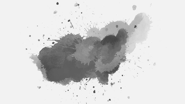 Ink splatter background with abstract slow-motion blot effects, combining brush strokes and fluid art textures for clean overlay and transition reveal work.