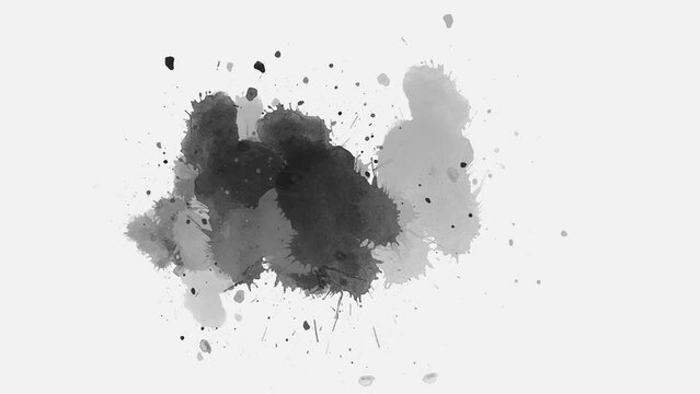 ink slow motion transition reveal. abstract background with blots. splashes black ink fluid ink splash transition. watercolor paint brush stroke. ink splash transition.