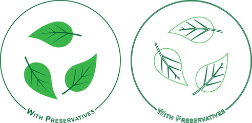 Preservatives icon. Green with two style. With Preservatives.
