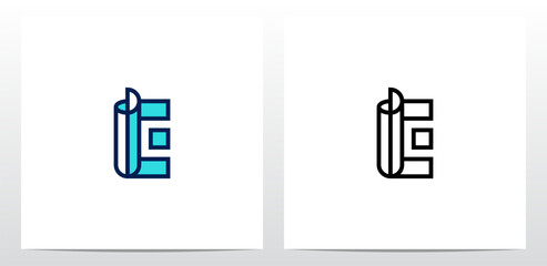 Outline Fold Letter Logo Design E