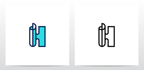 Outline Fold Letter Logo Design H