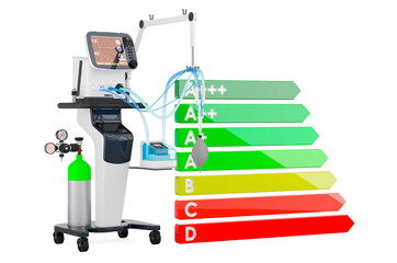 Intensive care unit, ICU with energy efficiency chart, 3D rendering