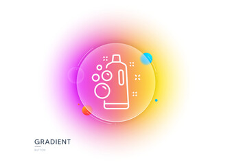 Clean bubbles line icon. Gradient blur button with glassmorphism. Laundry shampoo sign. Clothing cleaner symbol. Transparent glass design. Clean bubbles line icon. Vector