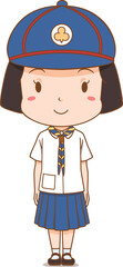Cartoon character of girl cub scout.