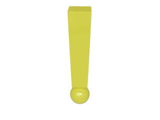 Yellow exclamation mark. 3d render.
