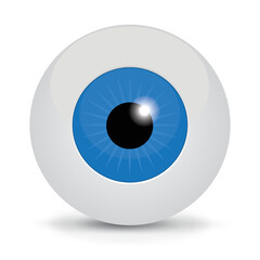 Blue human eyeball isolated on a white background