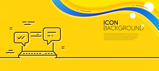 Fototapeta na wymiar Internet Messages line icon. Abstract yellow background. Chat or Conversation sign. Computer communication symbol. Minimal internet Chat line icon. Wave banner concept. Vector