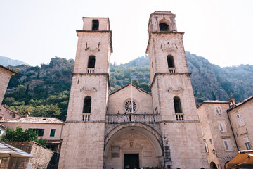 Fototapeta na wymiar Kotor.Montenegro.Church of Saint Tryphon in the old town of Kotor.Montenegro.