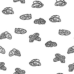 dried fruit healthy snack vector seamless pattern thin line illustration