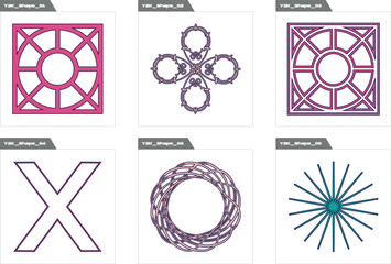 Fototapeta premium Set of Y2K style vectors of objects. Retro futuristic graphic ornaments. Templates for notes, posters. Stars, starburst . Vector illustration
