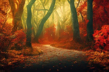 A Path through a Forest in the Fall (Generative AI)