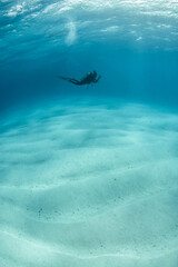 White sand in lagoon of French Polynesia