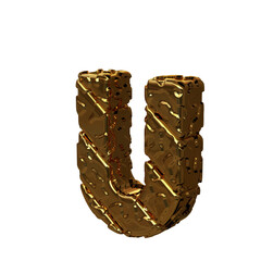 The gold unpolished symbol turned to the left. letter u © oleg