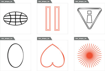 Brutalism shapes. Rave psychedelic retro futuristic set. Elements for graphic decoration. Isolated on black background. Vector illustration