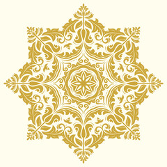 Elegant vintage vector ornament in classic style. Abstract octagonal colored traditional ornament with oriental elements. Classic vintage pattern